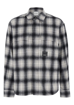 Wooyoungmi logo-patch check-pattern shirt - Black
