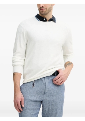 Armani Exchange textured crew-neck sweater - White