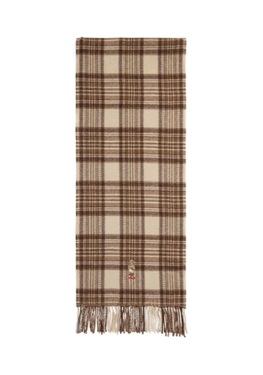 Polo Ralph Lauren embroidered check scarf - Neutrals