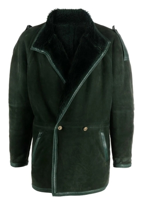 Versace Pre-Owned 1980s double-breasted shearling coat - Green