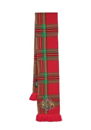 Liberal Youth Ministry tartan check-pattern knitted scarf - Red