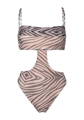 Amir Slama animal-pattern swimsuit - Brown