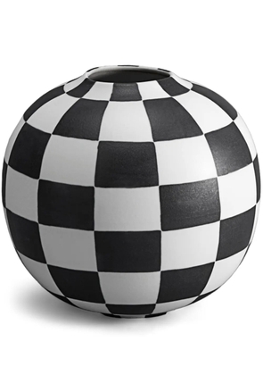 L'Objet small Damier checkerboard vase (20cm) - Black
