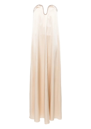 Roland Mouret rhinestone satin maxi dress - Neutrals