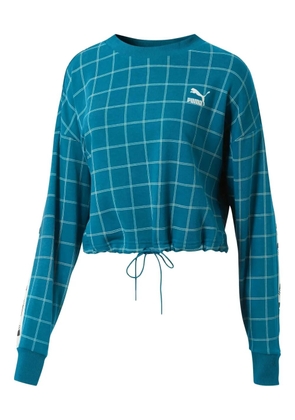 PUMA grid-pattern drawstring-hem sweatshirt - Blue