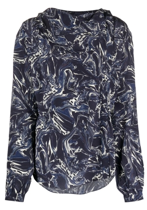 ISABEL MARANT Tiphaine marble-print silk blouse - Blue