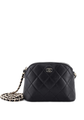 CHANEL Pre-Owned CC Dome Zip Clutch with Chain Quilted Caviar Mini crossbody bag - Black