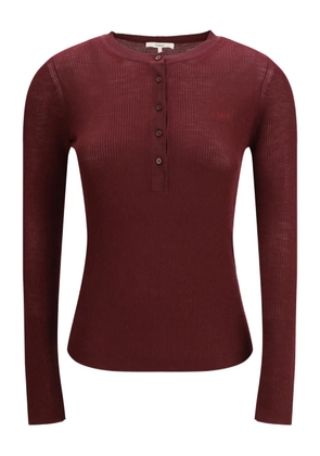 Chloé ribbed Henley T-shirt - Red