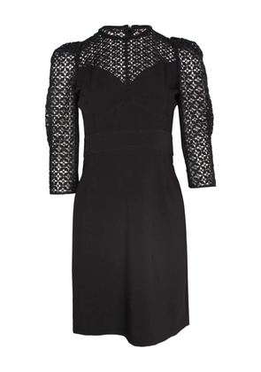 SANDRO Emila lace-trimmed quarter-sleeve dress - Black