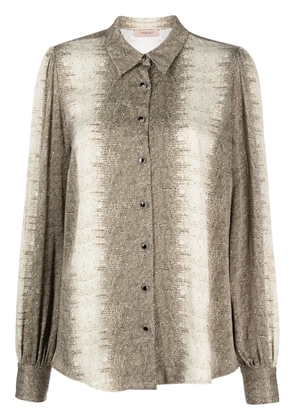 TWINSET lizard skin effect butotn-up shirt - Neutrals