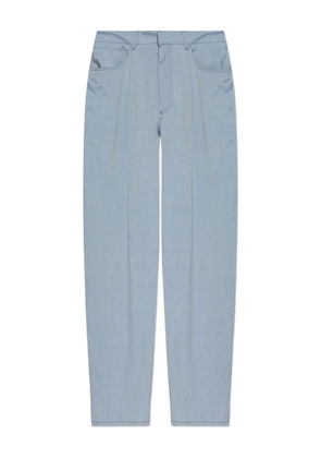 Giorgio Armani pleated denim-effect silk trousers - Blue