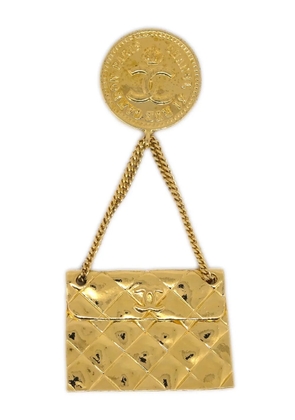 CHANEL Pre-Owned 1980s quilted bag brooch pin - Gold