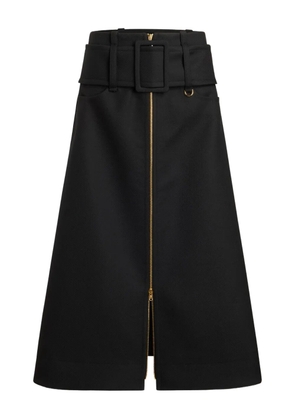 Patou zip-front belted midi skirt - Black