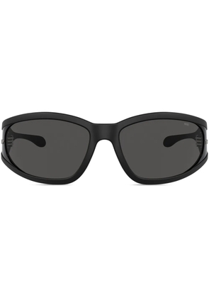 Diesel logo-plaque wraparound sunglasses - Black