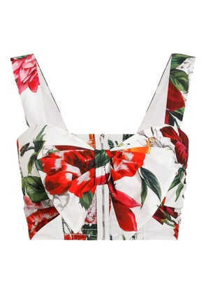 Dolce & Gabbana flower-print poplin top - White