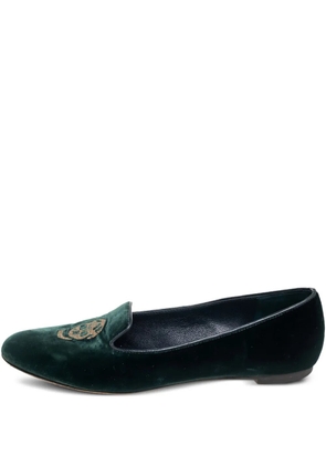 Alexander McQueen Pre-Owned embroidered velvet loafers - Green