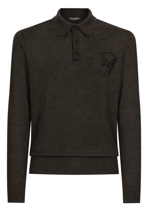 Dolce & Gabbana logo-embroidered cashmere polo shirt - Grey