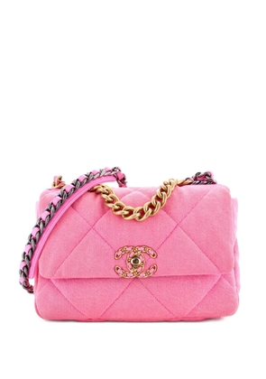 CHANEL Pre-Owned 19 Flap Bag Quilted Denim Medium shoulder bag - Pink