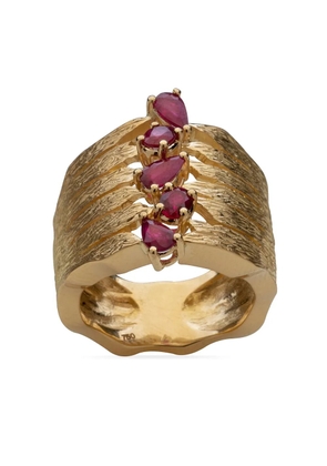 Gaelle Khouri 18kt yellow gold Côte a Côte ruby ring