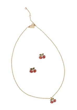 Coach cherry-pendant necklace and earrings set - Gold