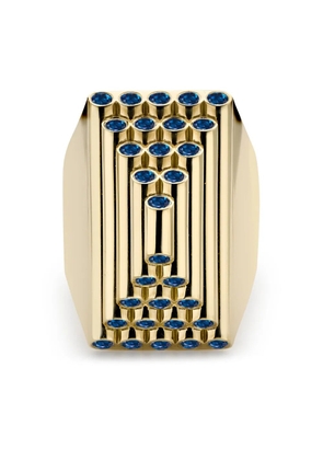 Pragnell 18kt yellow gold Pyramid Sculptural sapphire cocktail ring