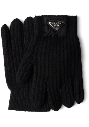 Prada Triangle logo patch gloves - Black
