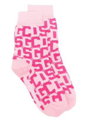 GCDS intarsia-knit logo socks - Pink