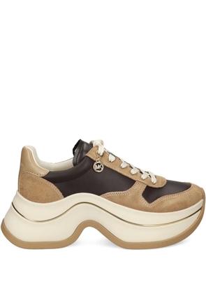 Michael Michael Kors leather suede platform sneakers - 293 HUSK MULTI