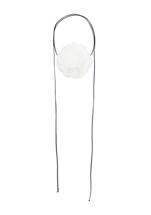MANURÍ Nancy flower silk necklace - White