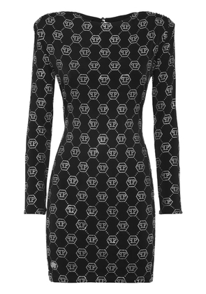 Philipp Plein monogram padded shoulder dress - Black