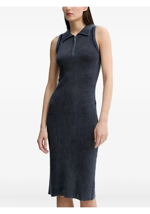 G-Star RAW zip-front ribbed midi dress - Blue