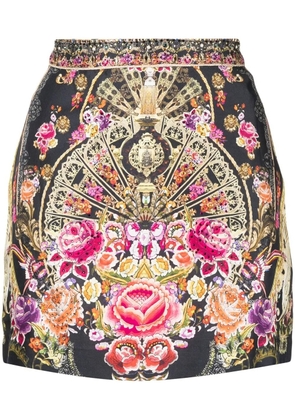 Camilla baroque-print mini skirt - Black