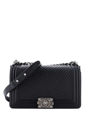 CHANEL Pre-Owned Boy Flap Bag Chevron Wrinkled Lambskin Old Medium shoulder bag - Black