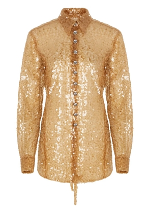 Rabanne sequin-embroidered shirt - Neutrals