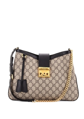Gucci Pre-Owned Padlock Chain GG Coated Canvas with Leather Medium shoulder bag - Black