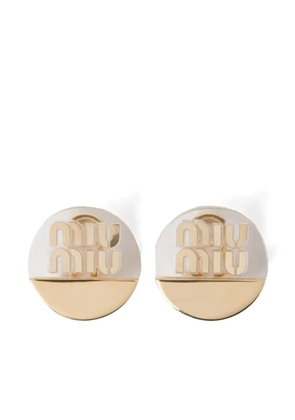 Miu Miu logo-plaque clip-on earrings - Gold