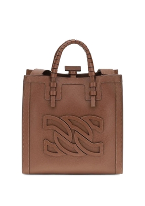 Casadei braided-handle cut-out tote bag - Brown