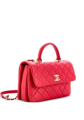 CHANEL Pre-Owned Trendy CC Top Handle Bag Quilted Lambskin Medium satchel - Pink