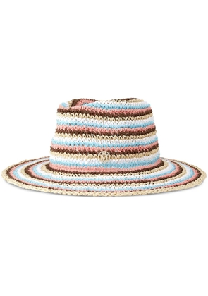 Maison Michel Charles striped straw fedora - Blue