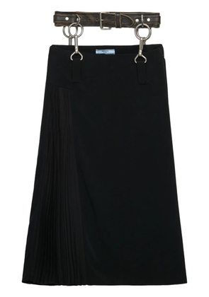 Prada belted pleated midi skirt - Black