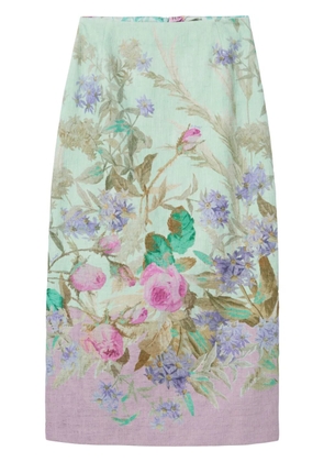 La DoubleJ all-over floral stamp skirt - Green