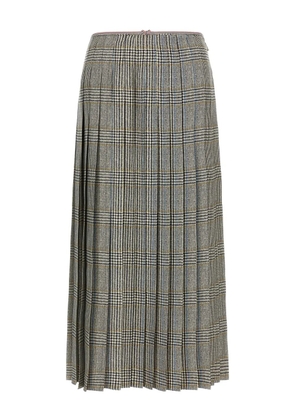 Thom Browne houndstooth-pattern pleated midi skirt - Grey