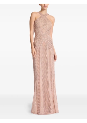 Elie Saab embroidered tulle maxi dress - Neutrals