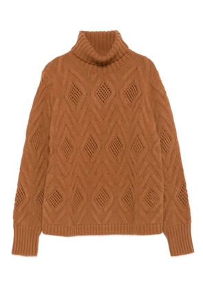 Kangra jacquard-knit diamond-pattern sweater - Brown