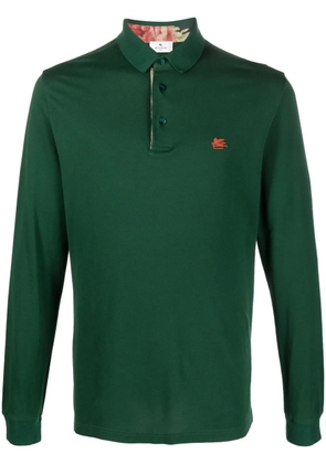 ETRO Pegaso-motif cotton polo shirt - Green