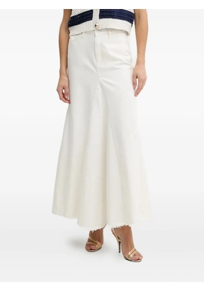 GUESS USA frayed-hem denim maxi skirt - White