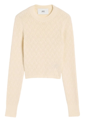 AMI Paris Ami de Coeur cotton-blend top - Neutrals