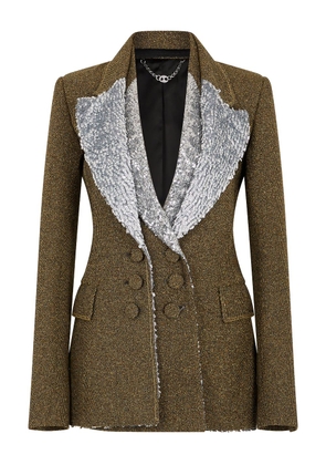 Rabanne sequin-embellished layered blazer - Green