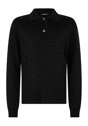 Roberto Cavalli leopard-print polo shirt - Black