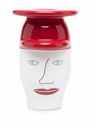 Bosa face-print ceramic candle holder - Red